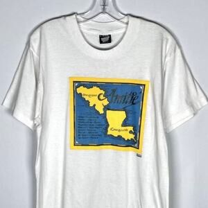 Vintage 90s Screen Stars Amitie Louisana Single Stitch Graphic T-shirt Size L